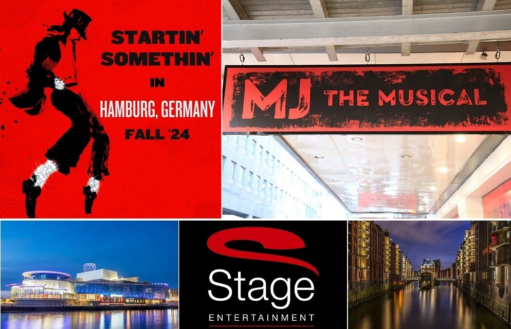 Ist möglicherweise ein Bild von 1 Person, tanzt, Plakat, Zeitschriften und Text „STARTIN' SOMETHIN' HAMBURG, GERMANY FALL 24 MJ THE MUSICAL Stage ENTERTAINMENT“